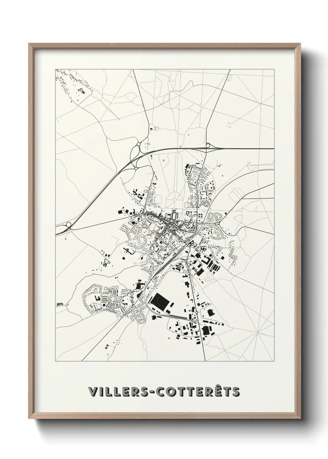 Une affiche de carte sur Villers-Cotterêts
