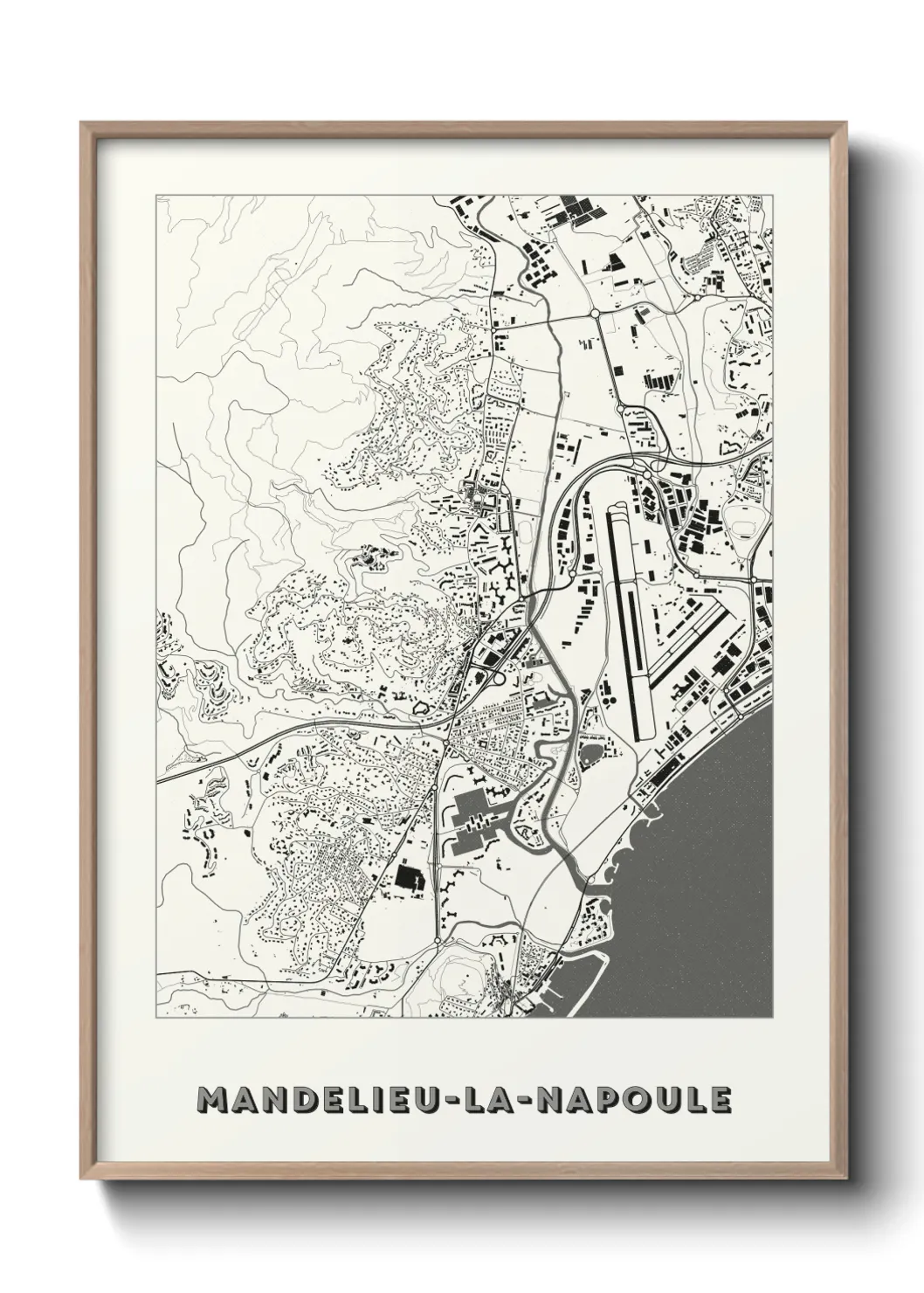 Une affiche de carte sur Mandelieu-la-Napoule