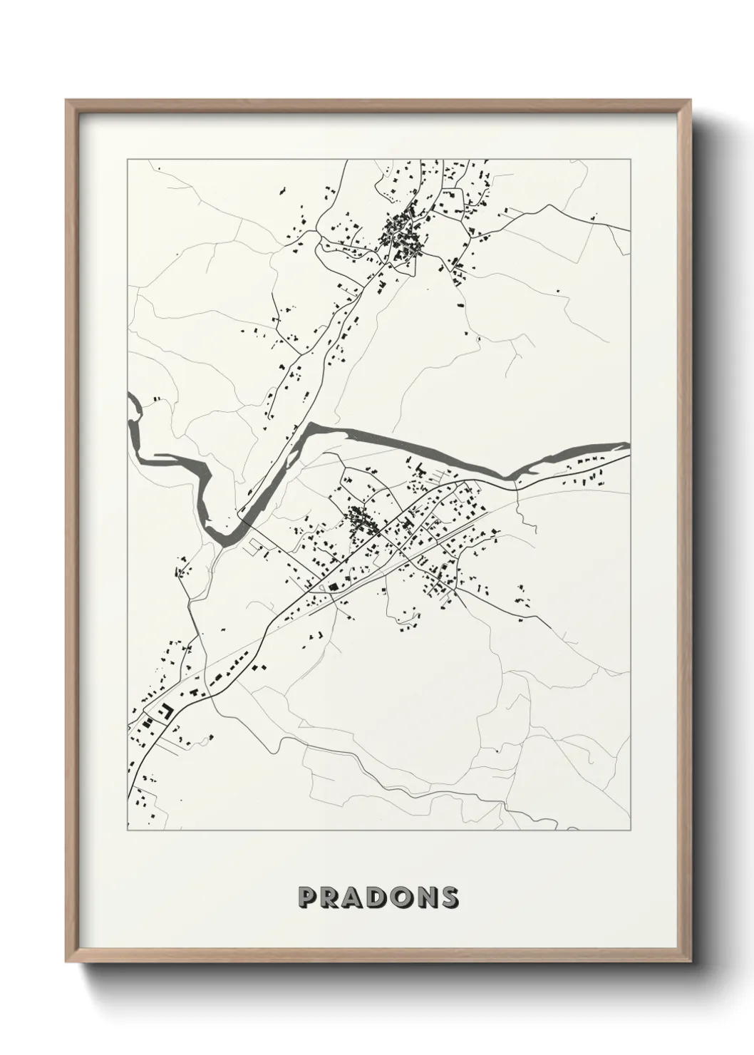 Une affiche de carte sur Pradons