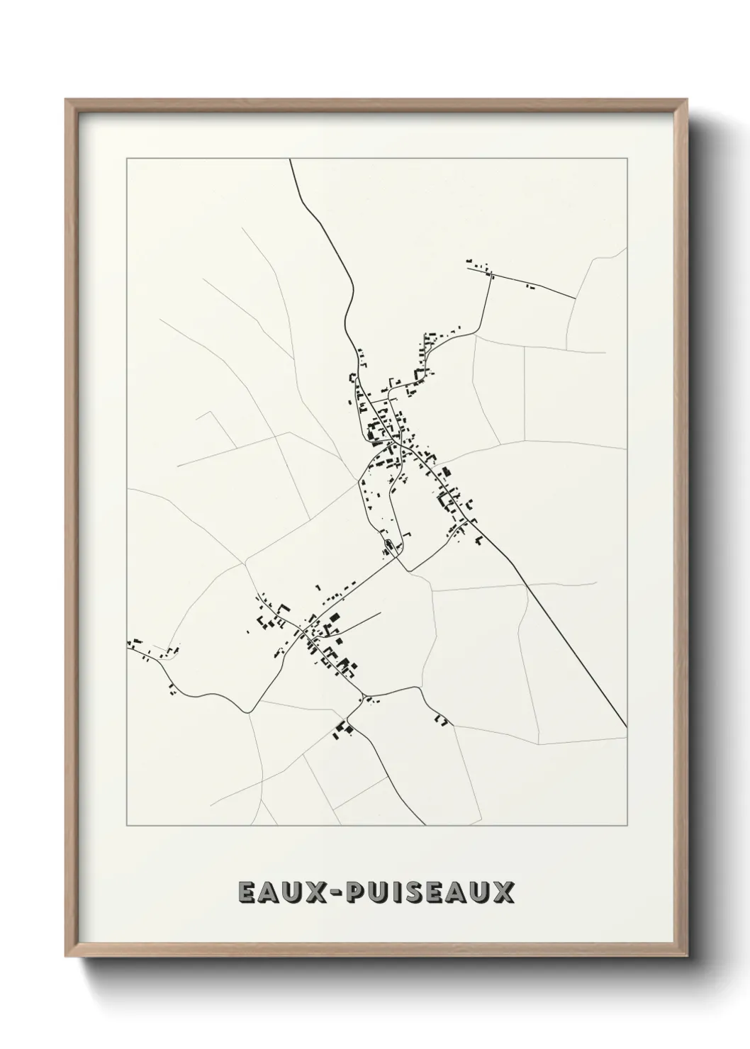 Une affiche de carte sur Eaux-Puiseaux