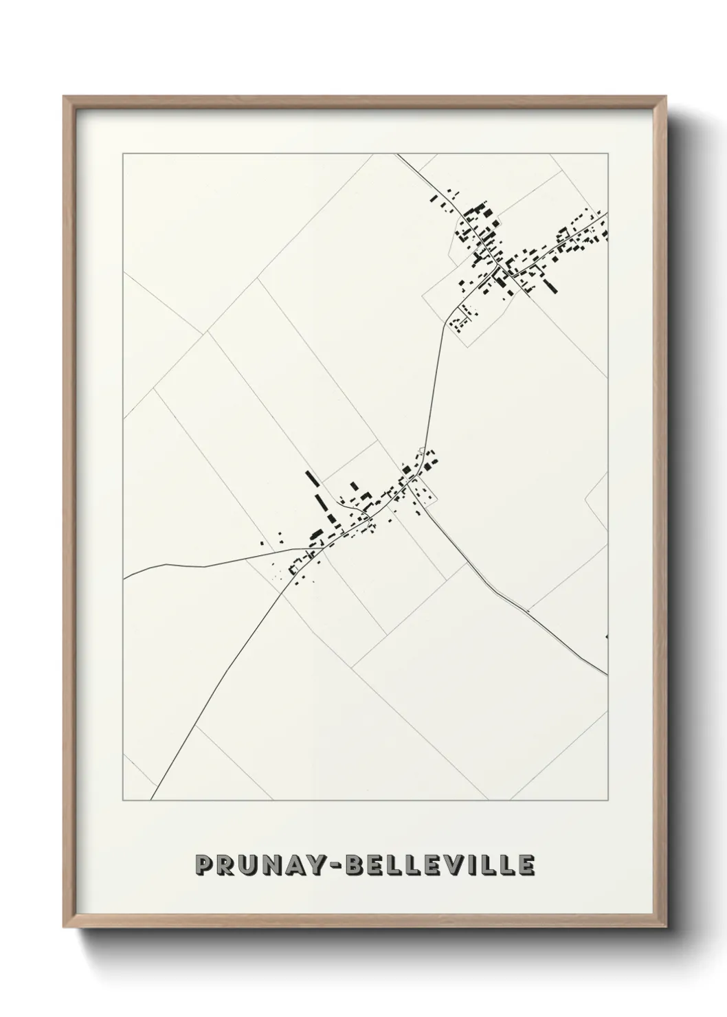 Une affiche de carte sur Prunay-Belleville