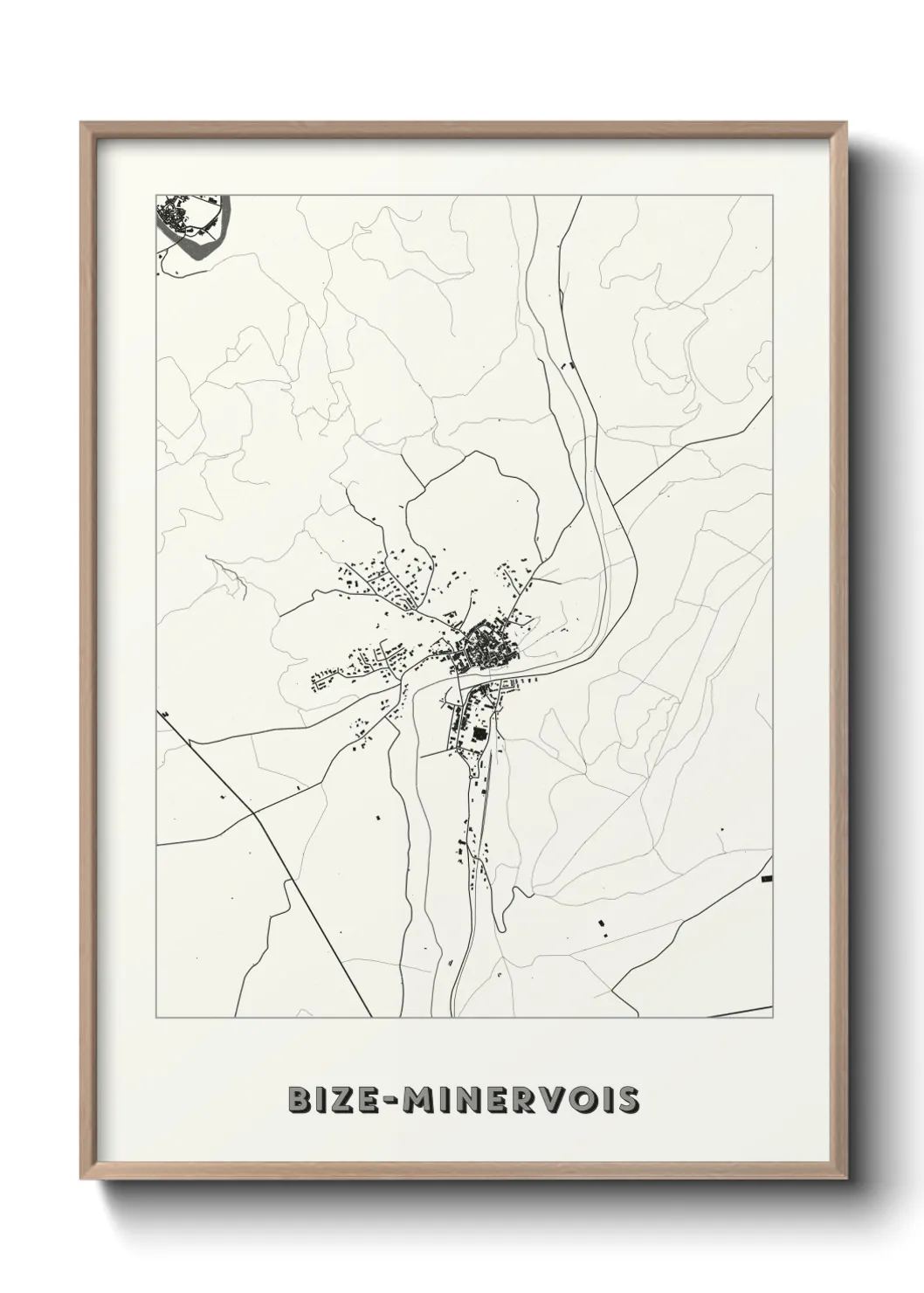 Une affiche de carte sur Bize-Minervois