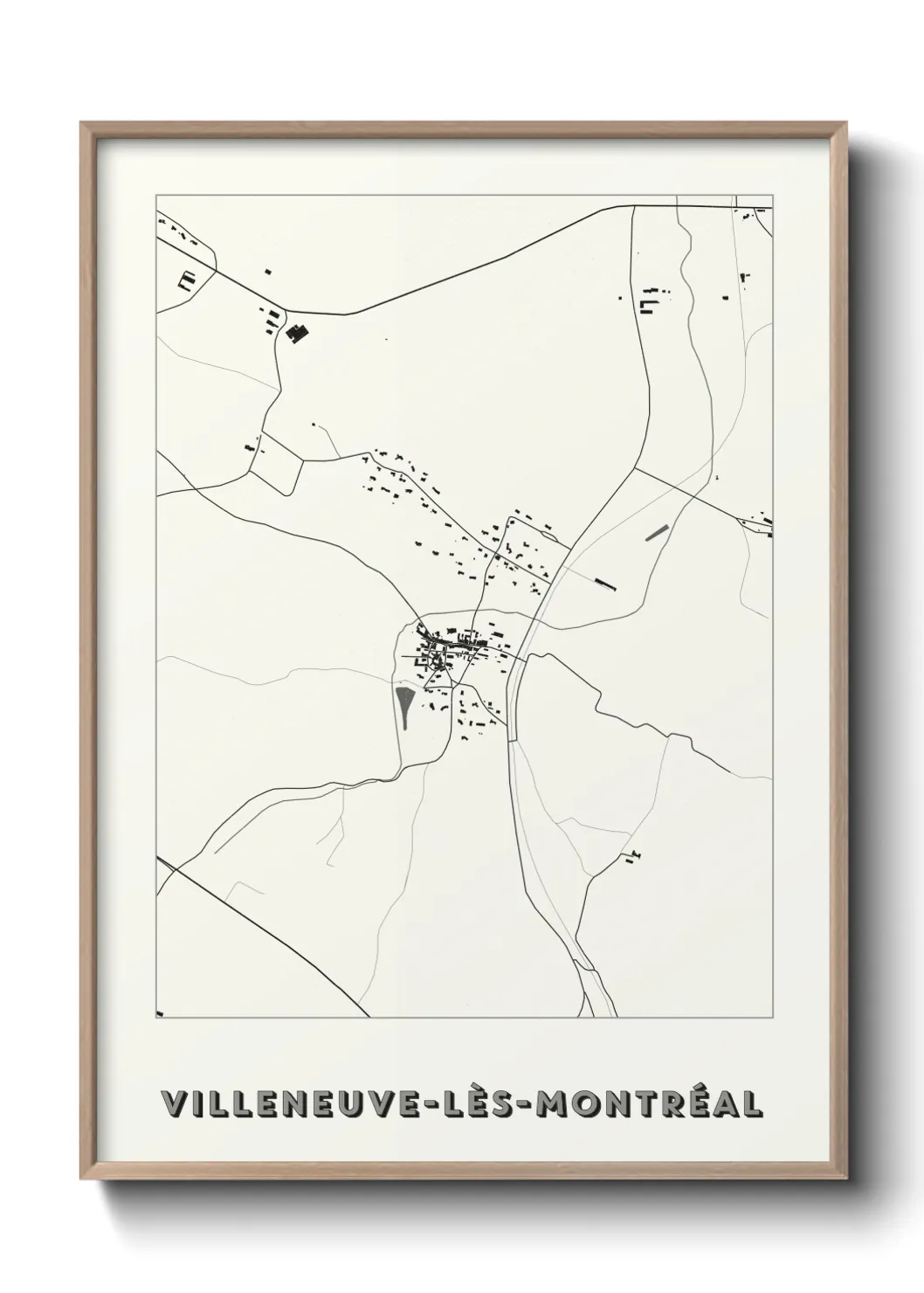 Une affiche de carte sur Villeneuve-lès-Montréal