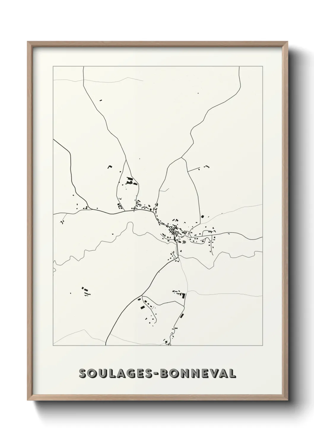 Une affiche de carte sur Soulages-Bonneval