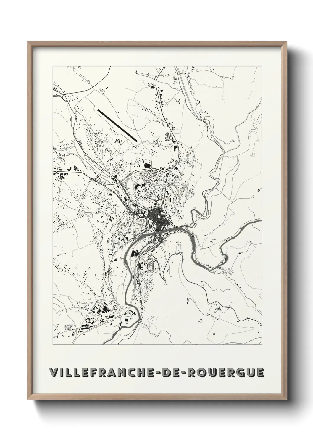 Une affiche de carte sur Villefranche-de-Rouergue