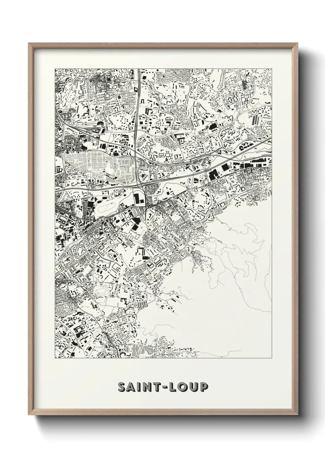 Une affiche de carte sur Saint-Loup