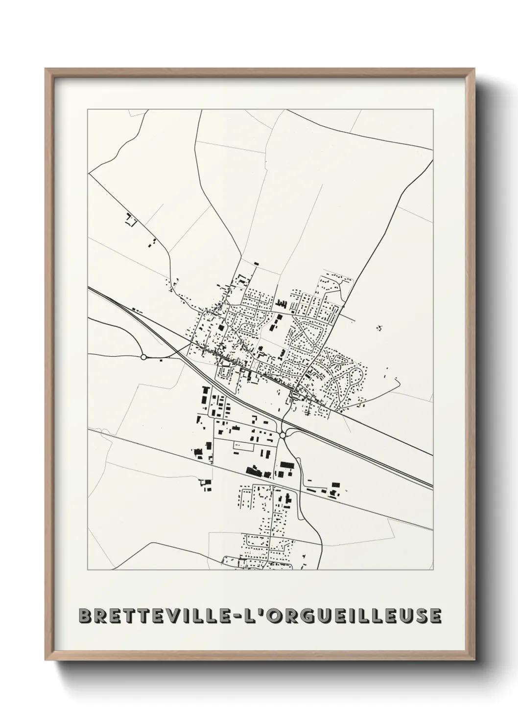 Une affiche de carte sur Bretteville-l'Orgueilleuse