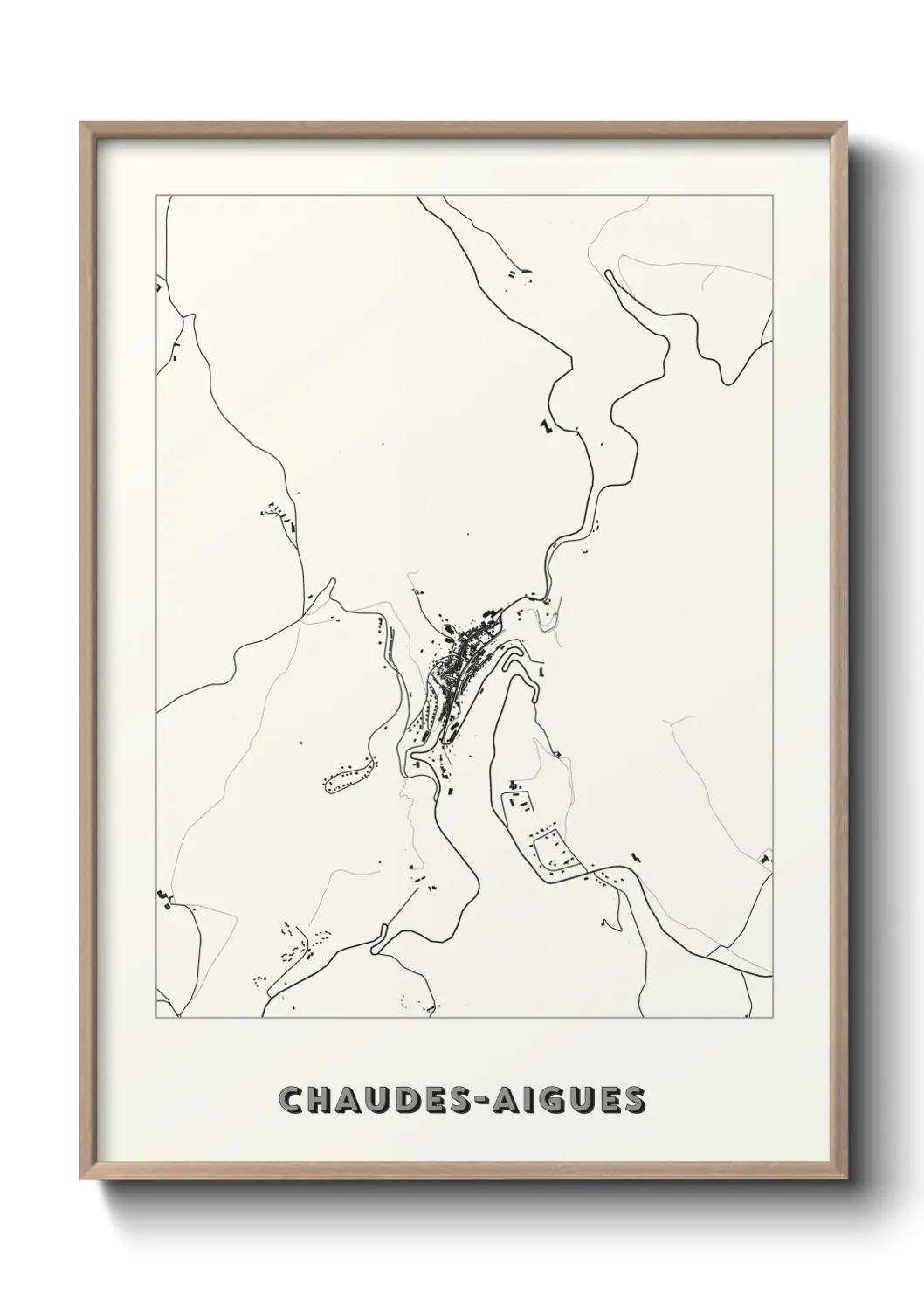 Une affiche de carte sur Chaudes-Aigues