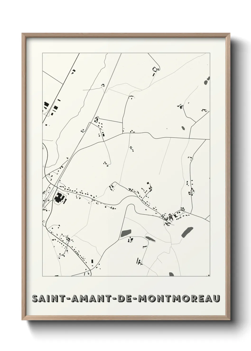 Une affiche de carte sur Saint-Amant-de-Montmoreau
