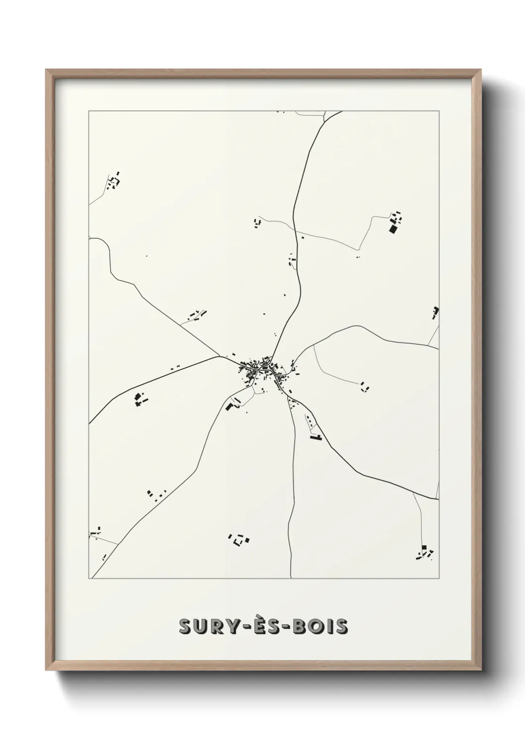 Une affiche de carte sur Sury-ès-Bois