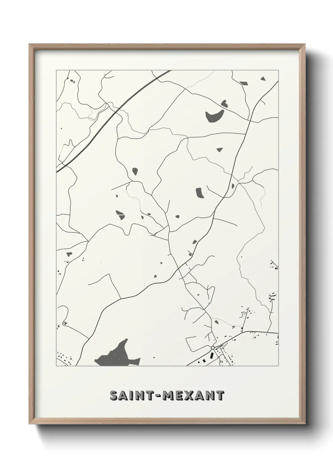 Une affiche de carte sur Saint-Mexant