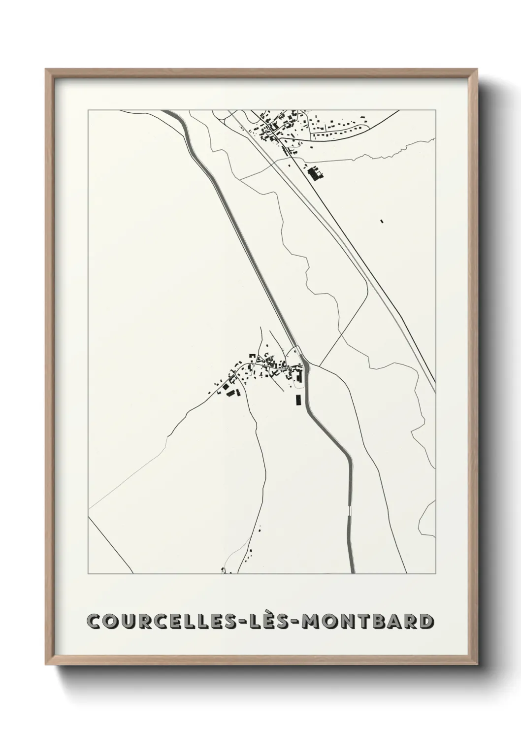 Une affiche de carte sur Courcelles-lès-Montbard