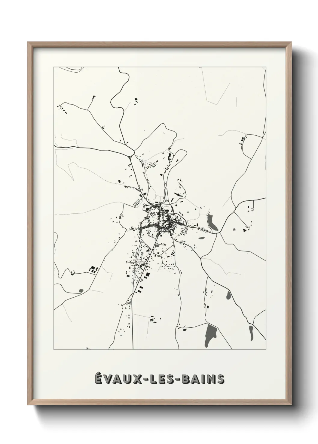 Une affiche de carte sur Évaux-les-Bains