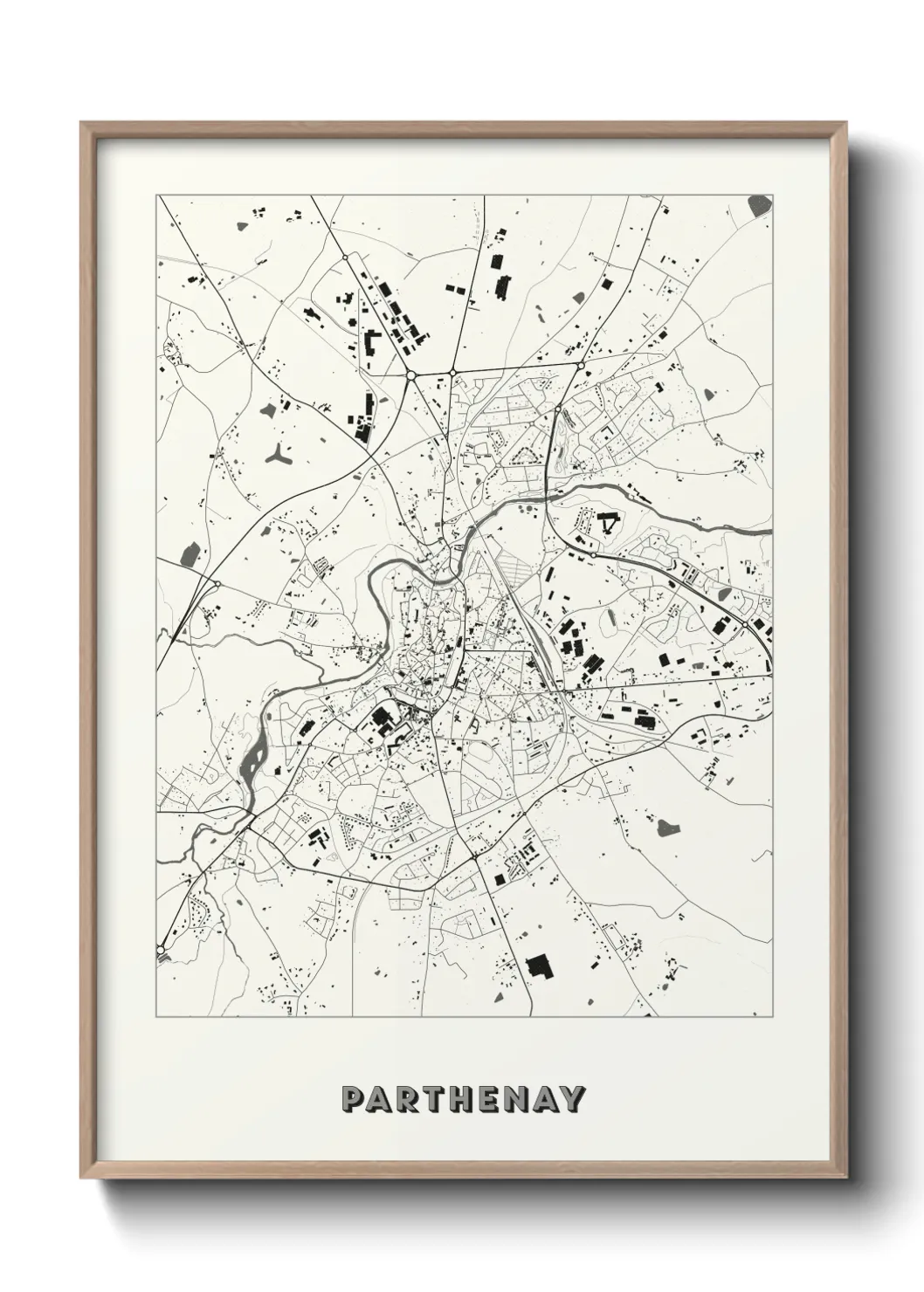 Une affiche de carte sur Parthenay