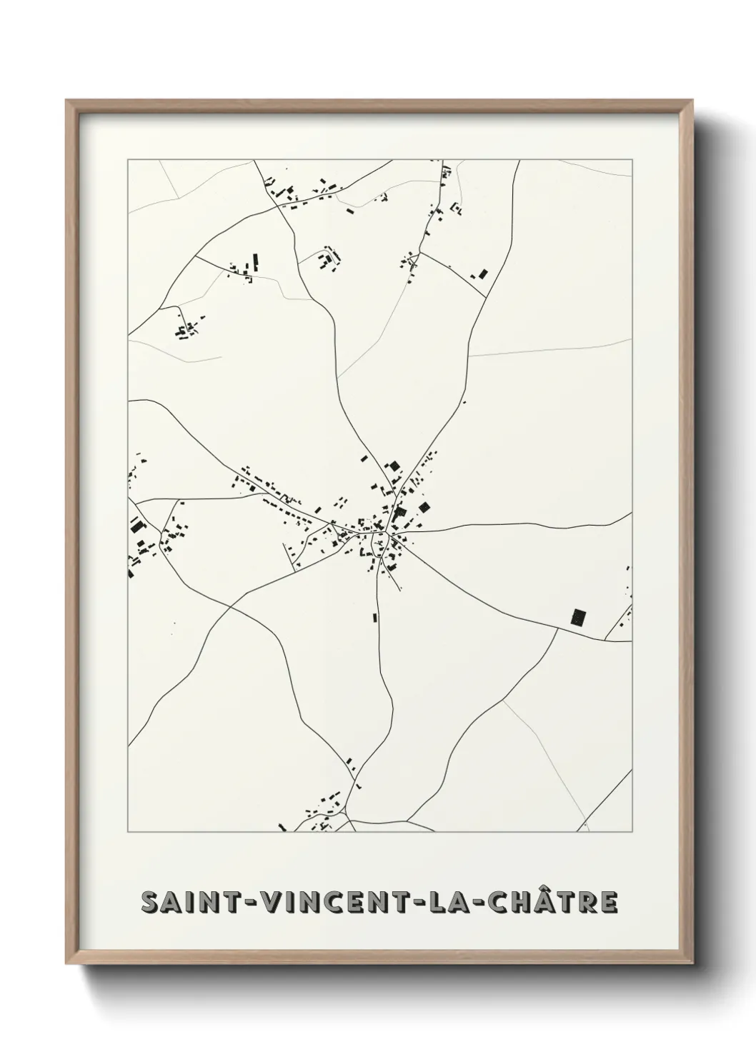 Une affiche de carte sur Saint-Vincent-la-Châtre