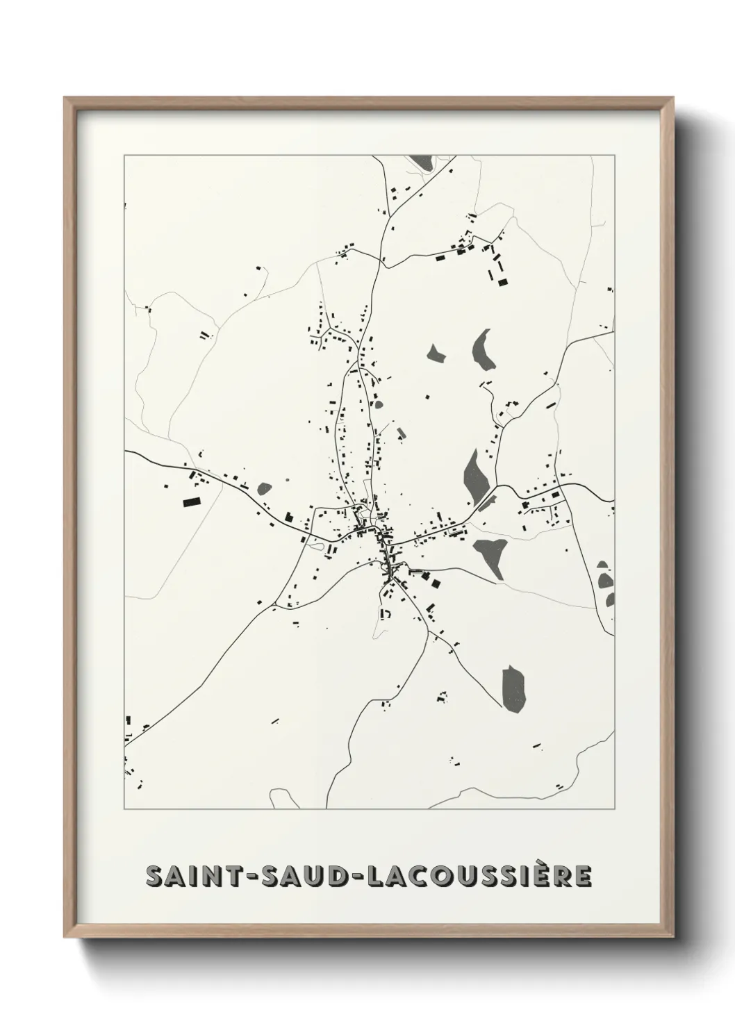 Une affiche de carte sur Saint-Saud-Lacoussière