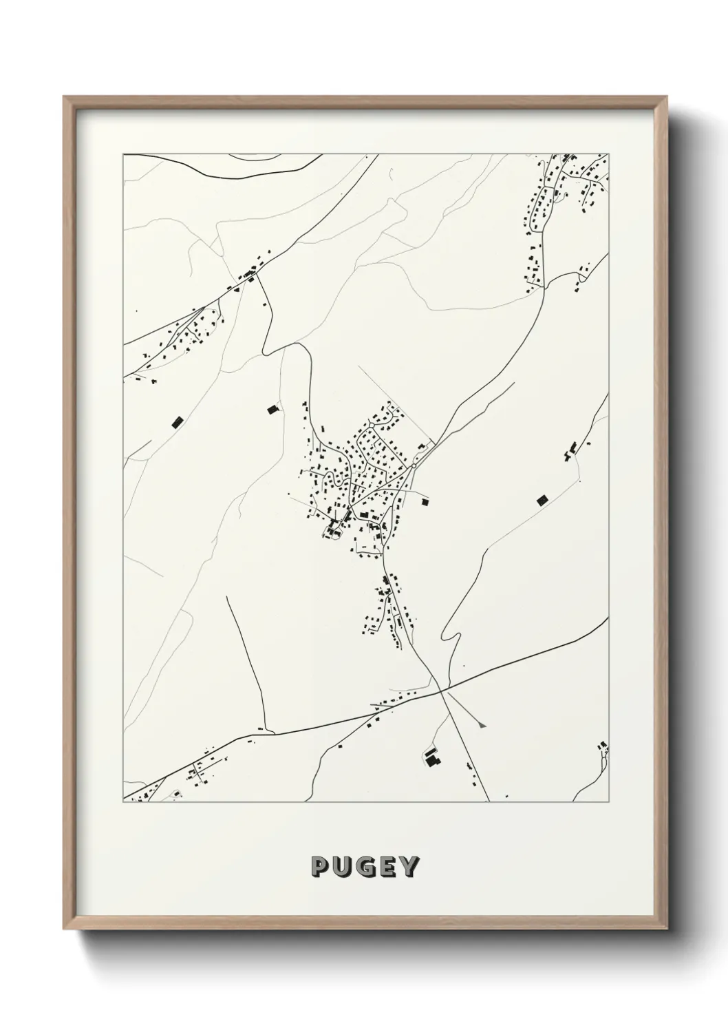 Une affiche de carte sur Pugey