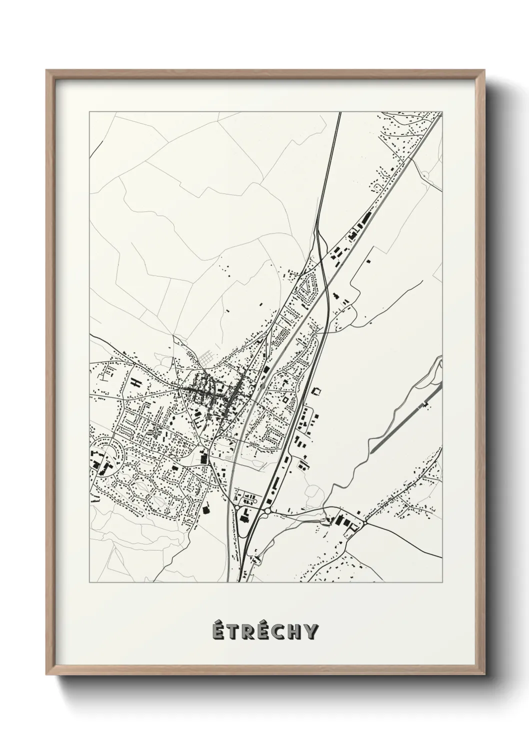 Une affiche de carte sur Étréchy