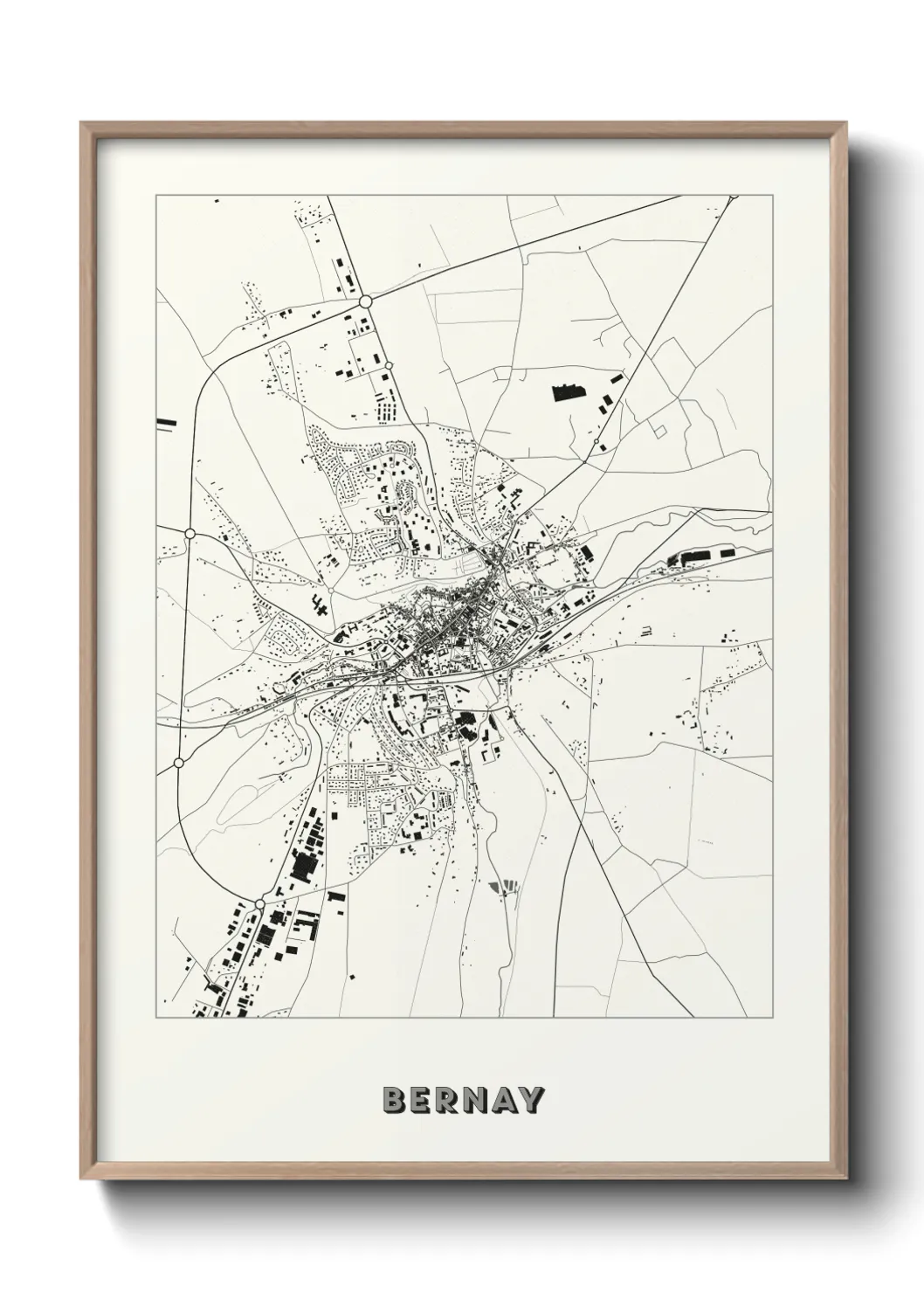 Une affiche de carte sur Bernay