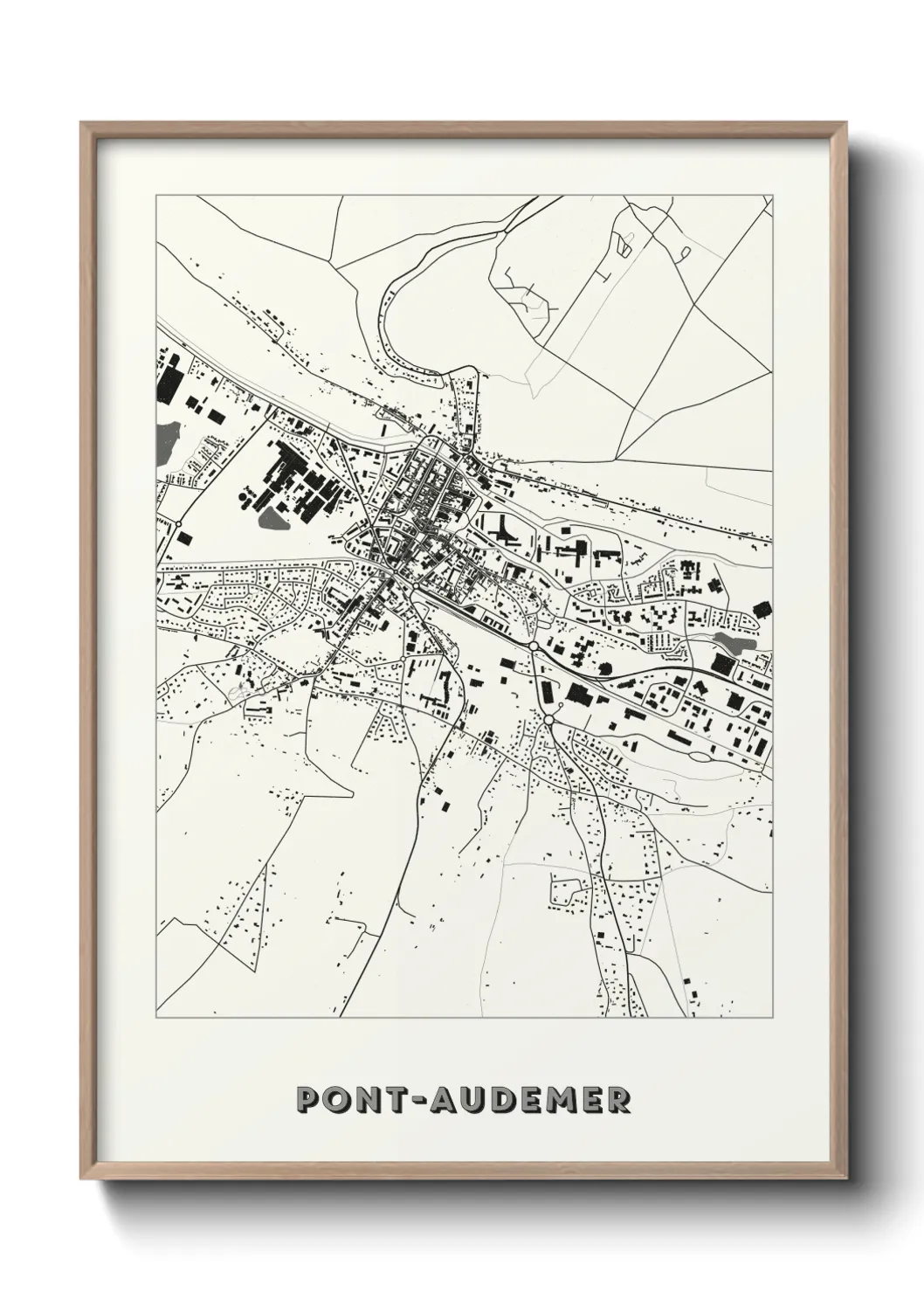 Une affiche de carte sur Pont-Audemer
