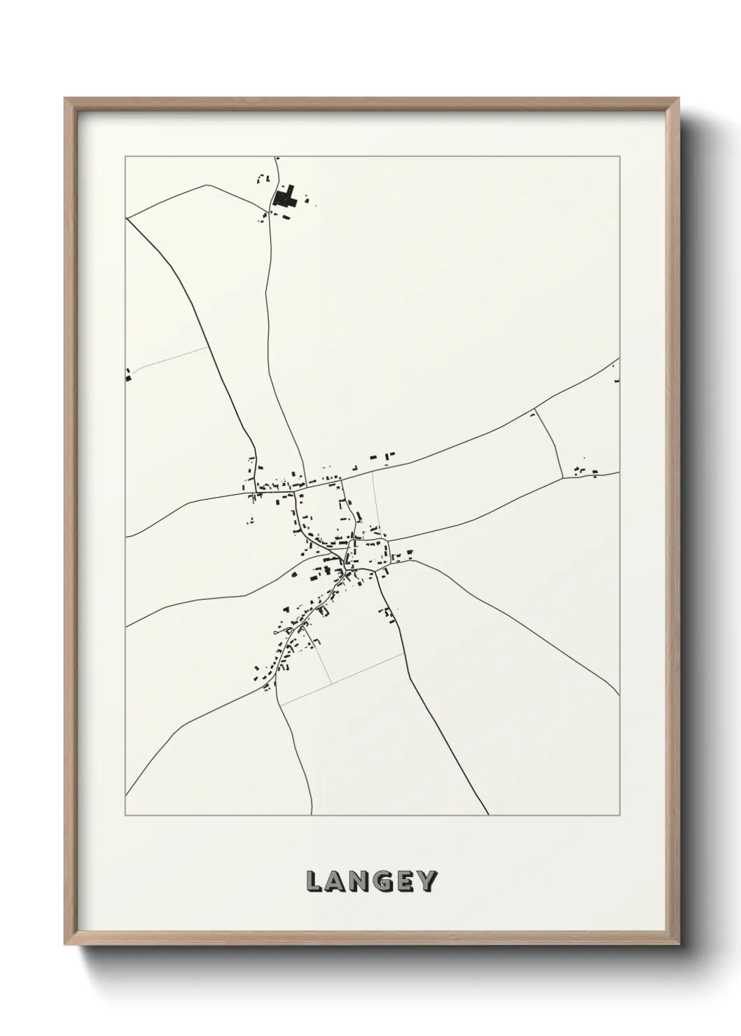 Une affiche de carte sur Langey