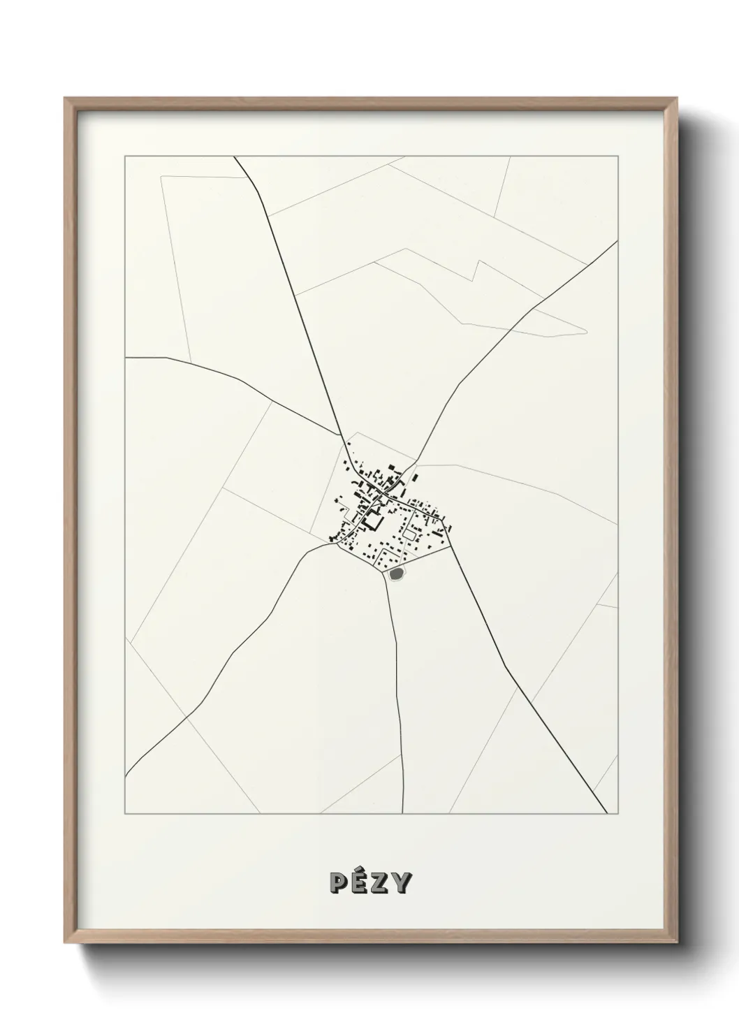 Une affiche de carte sur Pézy