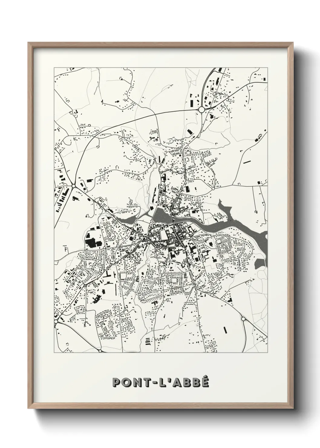 Une affiche de carte sur Pont-l'Abbé