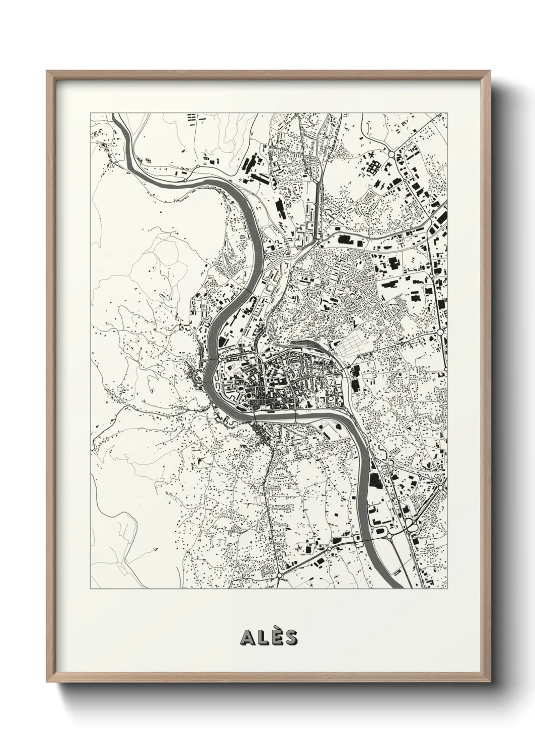 Une affiche de carte sur Alès