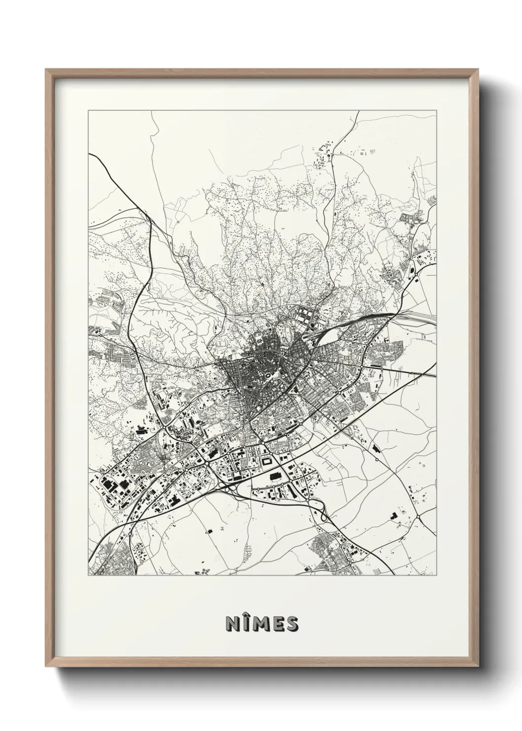 Une affiche de carte sur Nîmes