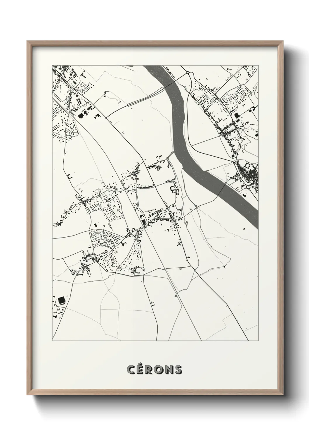 Une affiche de carte sur Cérons