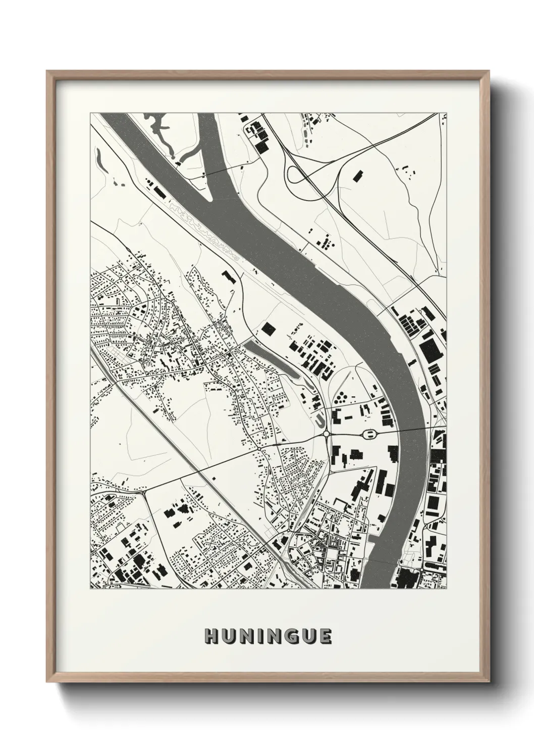 Une affiche de carte sur Huningue