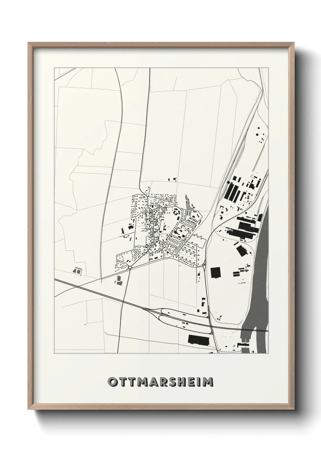 Une affiche de carte sur Ottmarsheim