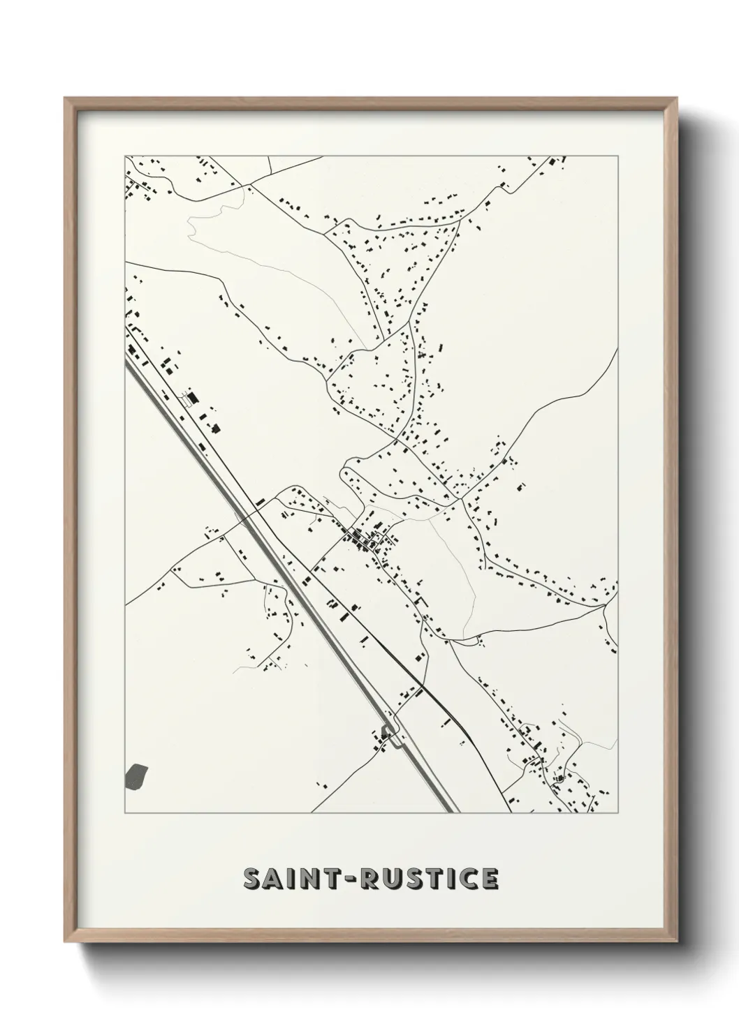 Une affiche de carte sur Saint-Rustice