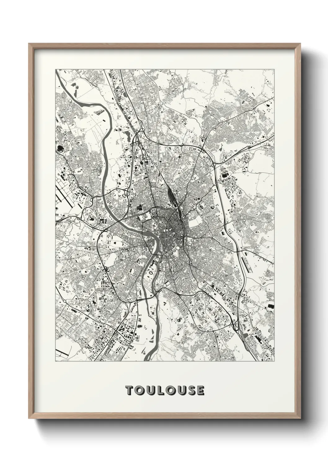 Une affiche de carte sur Toulouse