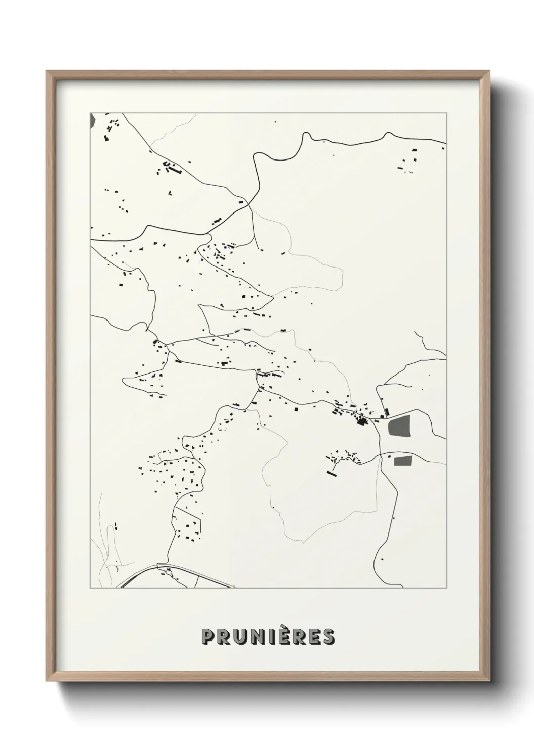 Une affiche de carte sur Prunières