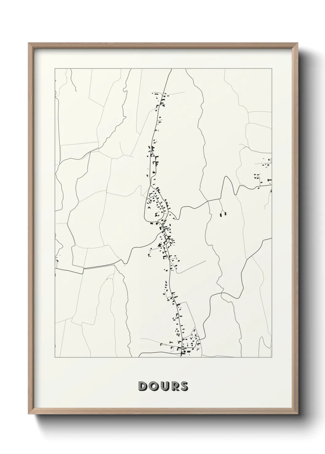 Une affiche de carte sur Dours