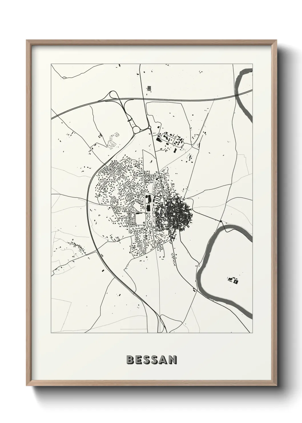 Une affiche de carte sur Bessan