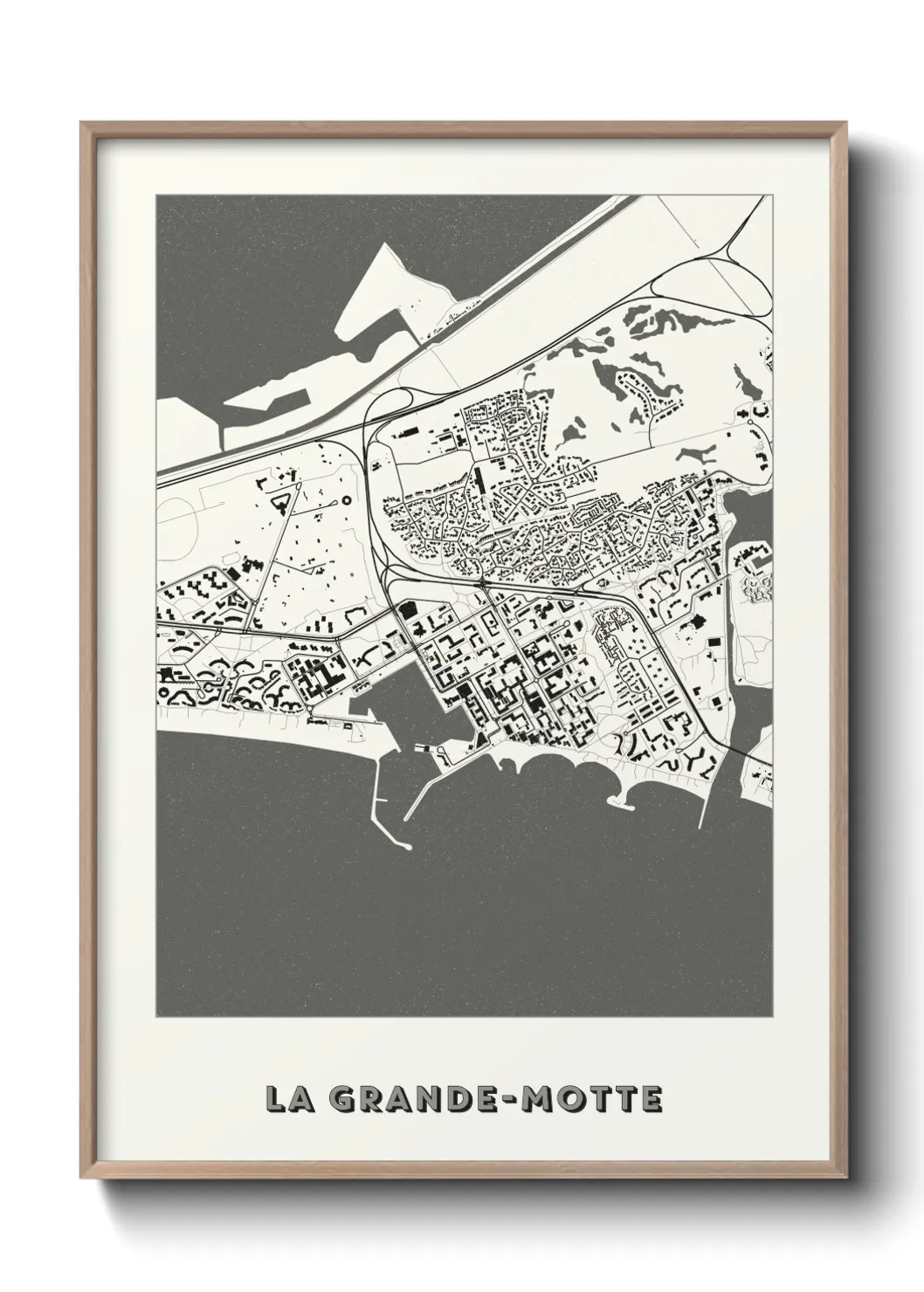 Une affiche de carte sur La Grande-Motte