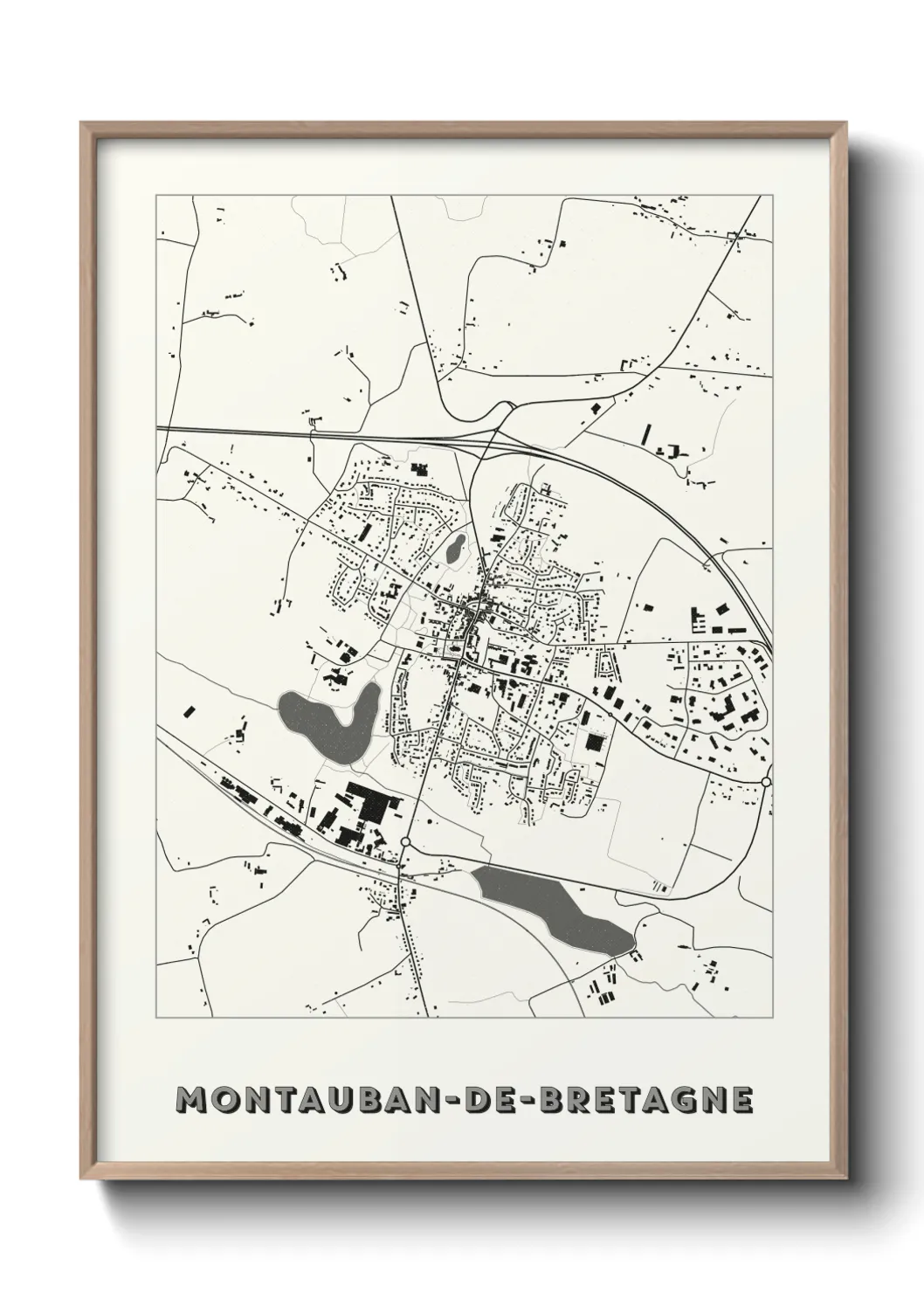 Une affiche de carte sur Montauban-de-Bretagne