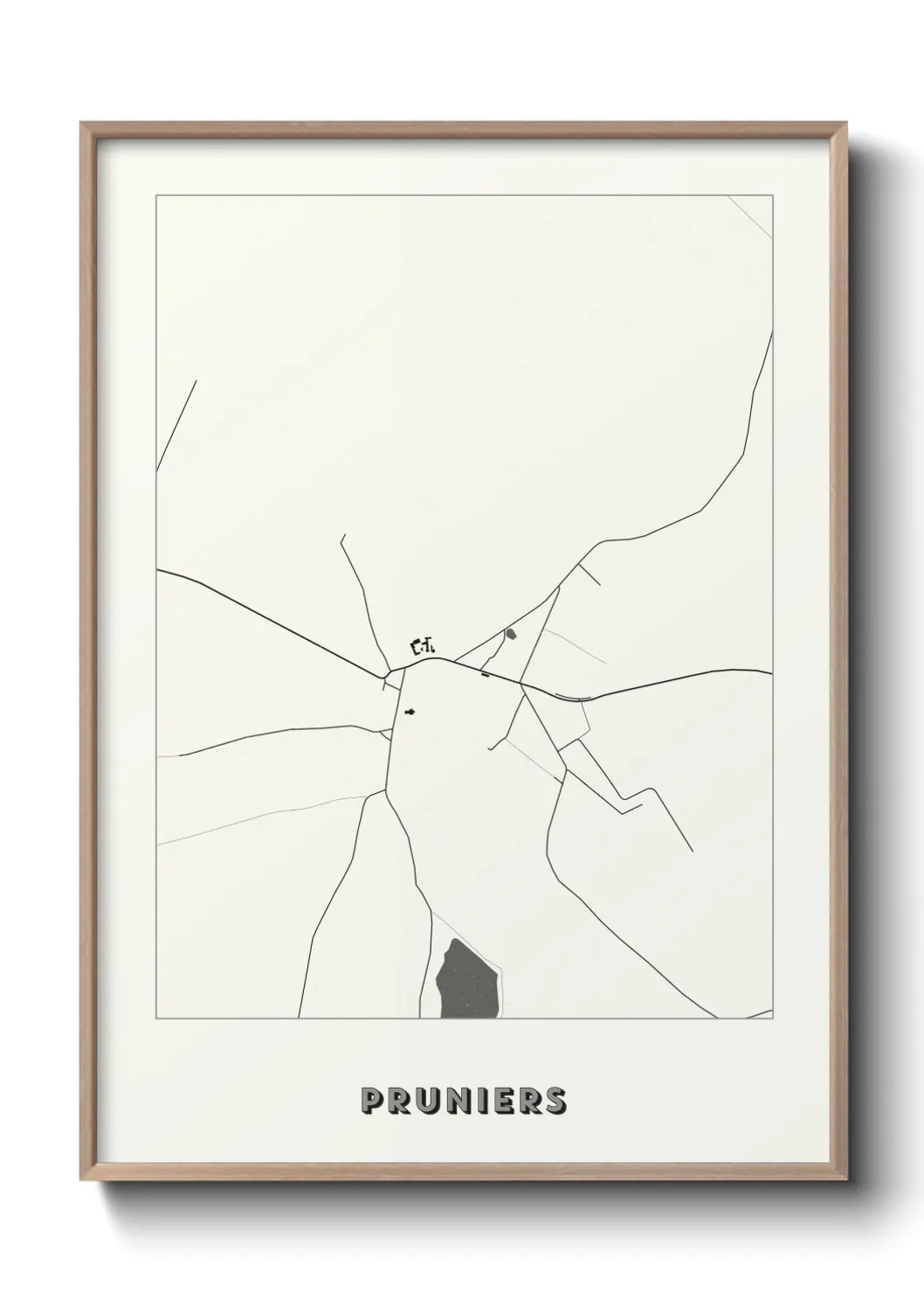 Une affiche de carte sur Pruniers