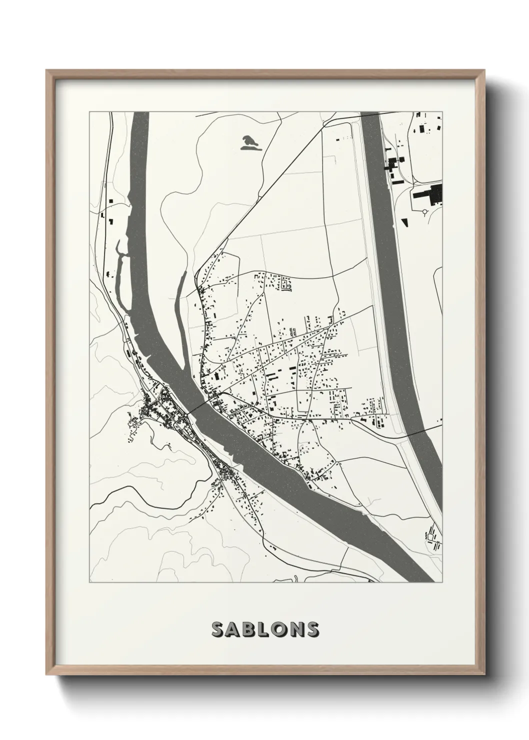 Une affiche de carte sur Sablons