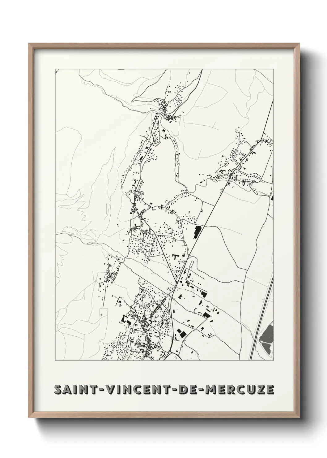 Une affiche de carte sur Saint-Vincent-de-Mercuze