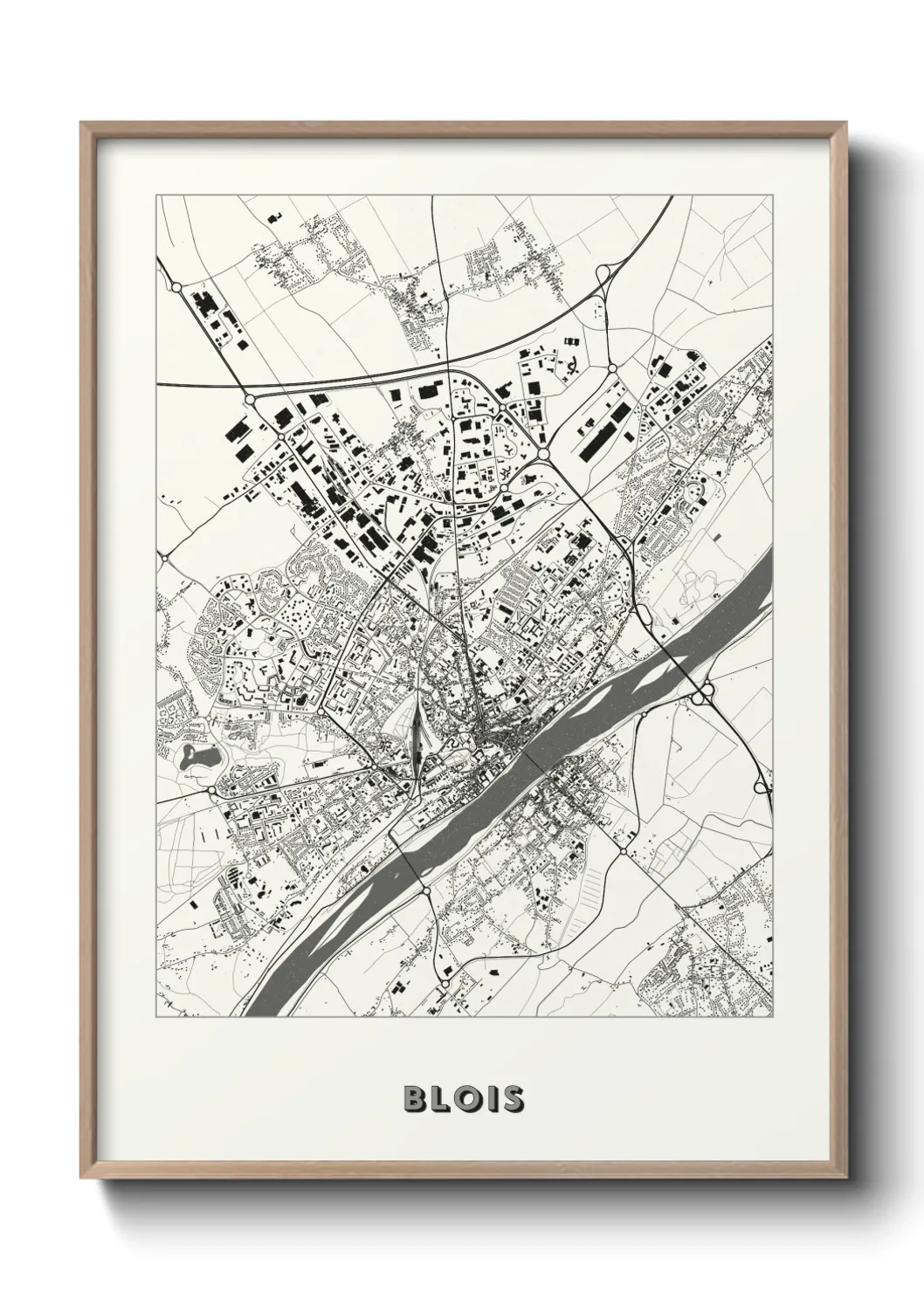 Une affiche de carte sur Blois