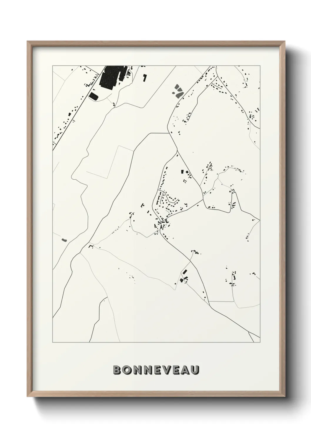 Une affiche de carte sur Bonneveau