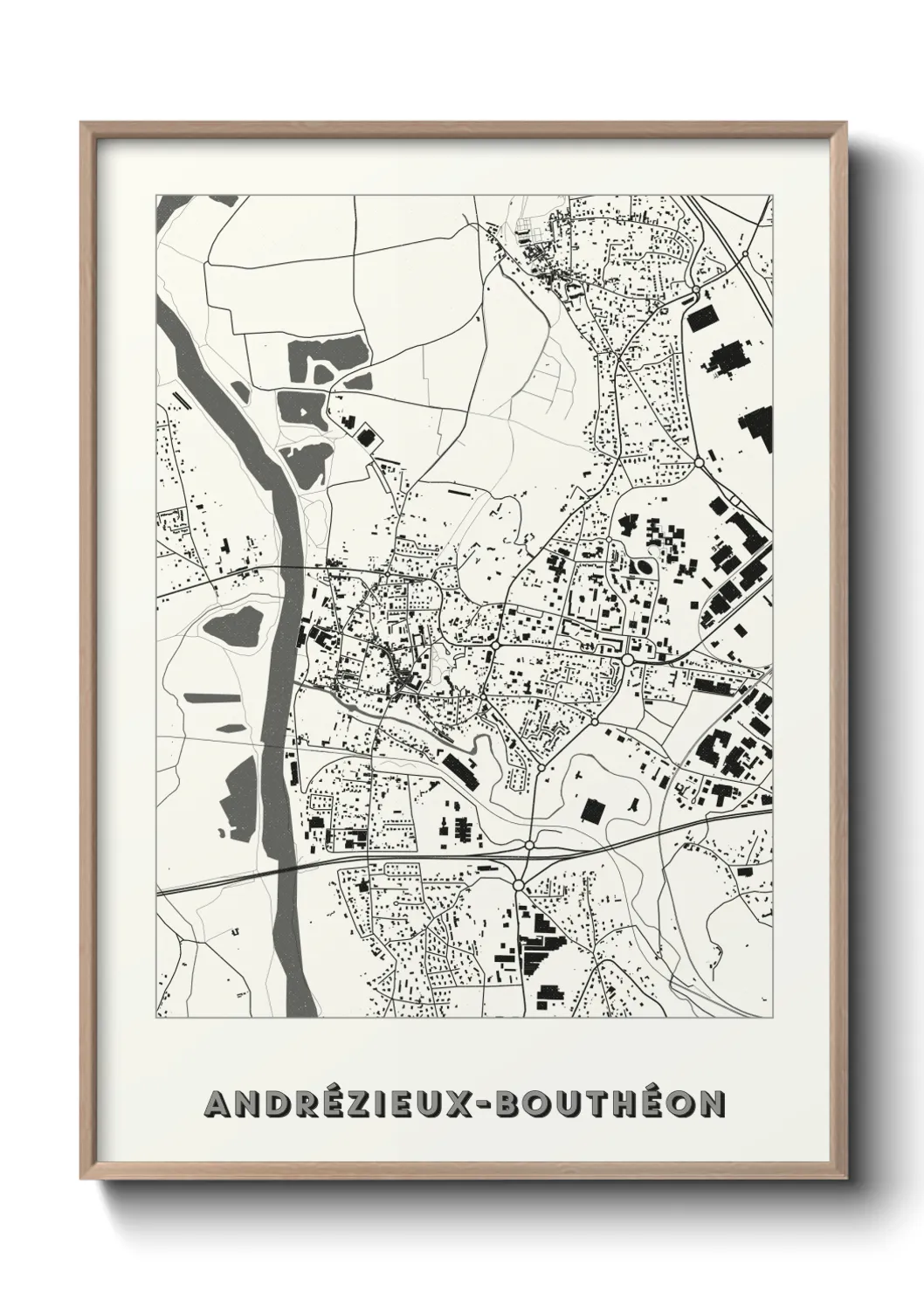 Une affiche de carte sur Andrézieux-Bouthéon