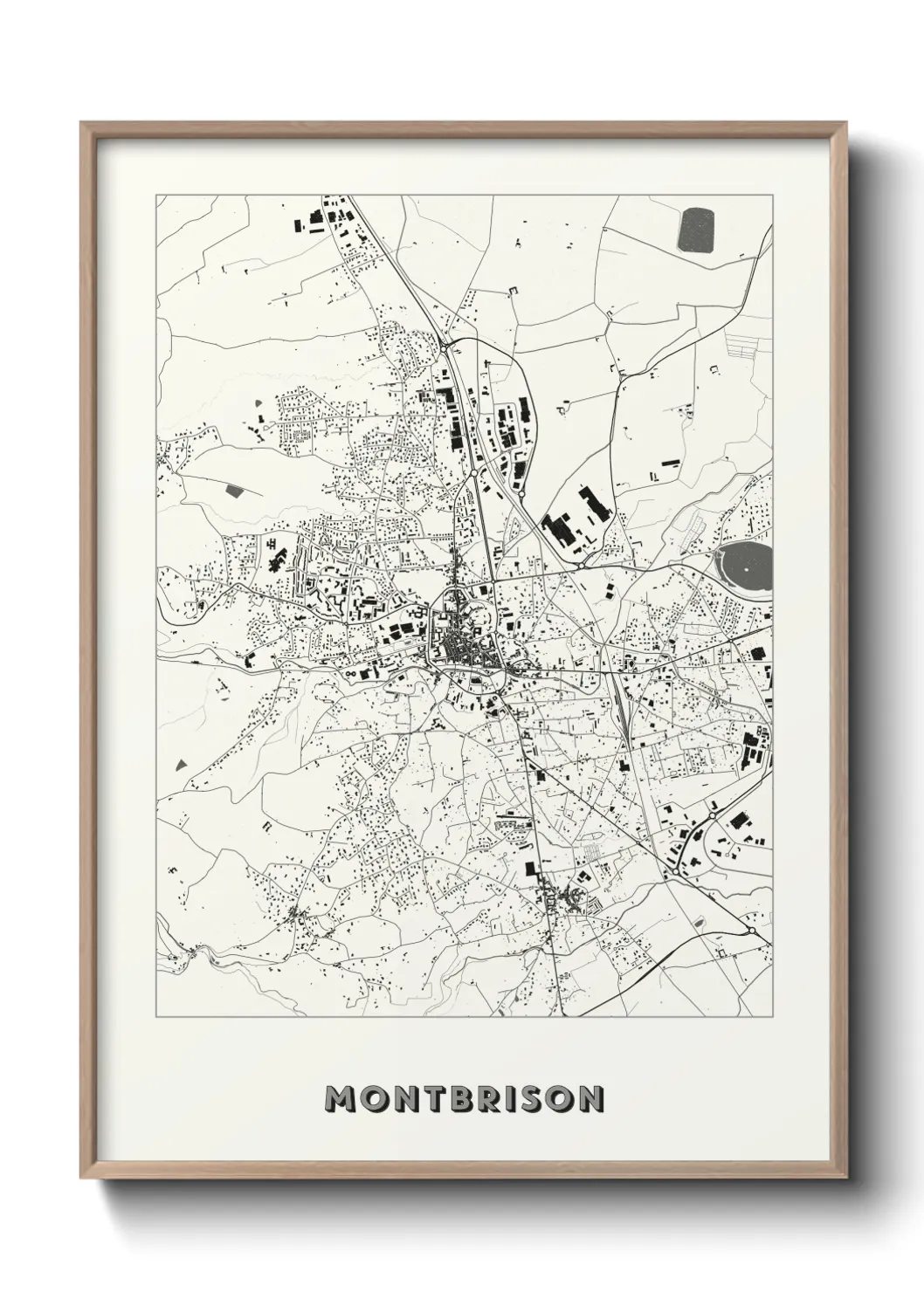Une affiche de carte sur Montbrison