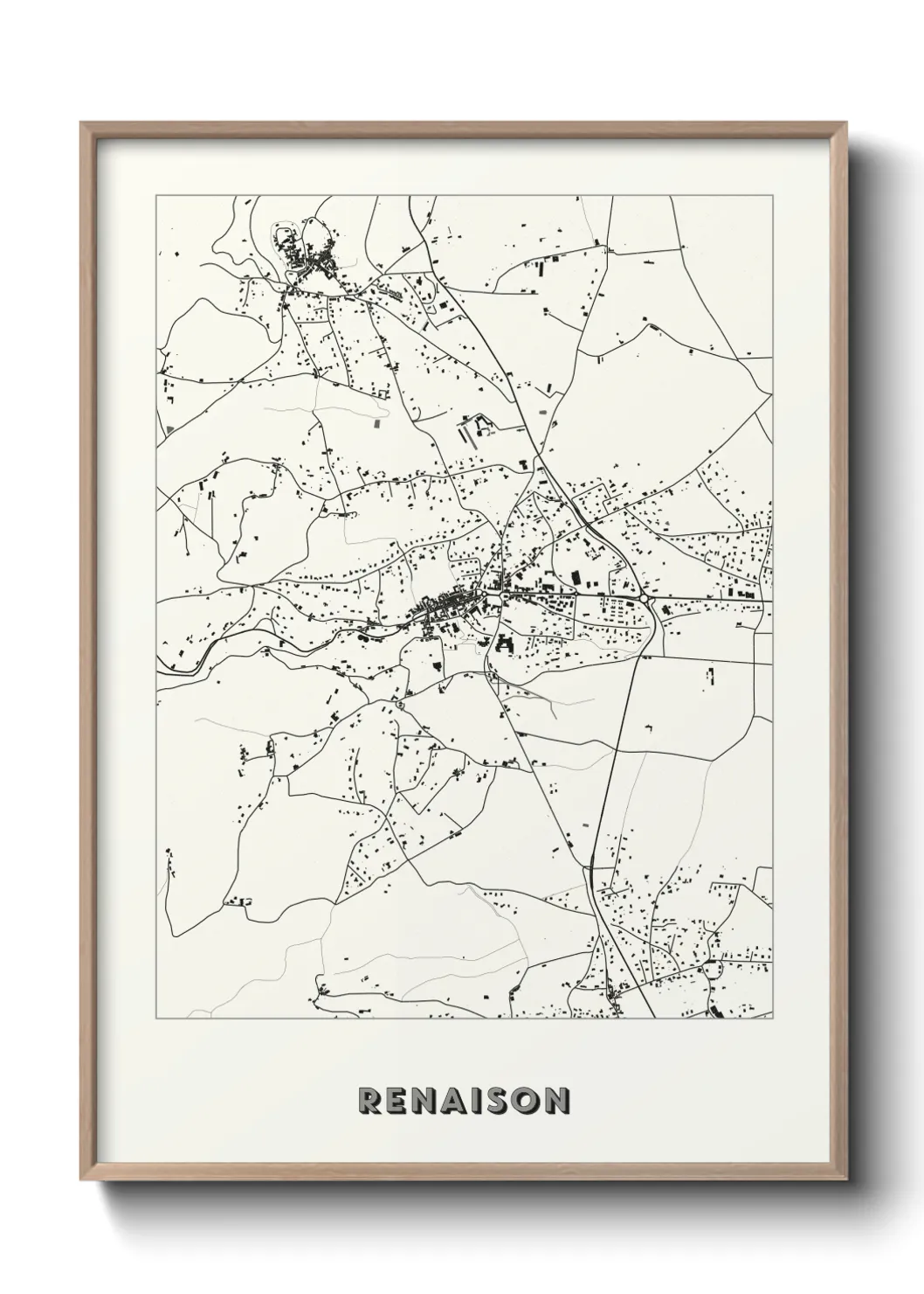 Une affiche de carte sur Renaison