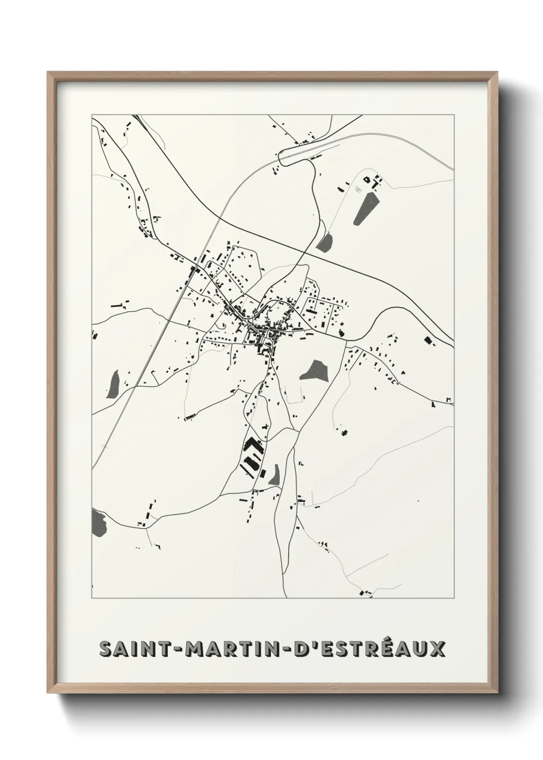 Une affiche de carte sur Saint-Martin-d'Estréaux