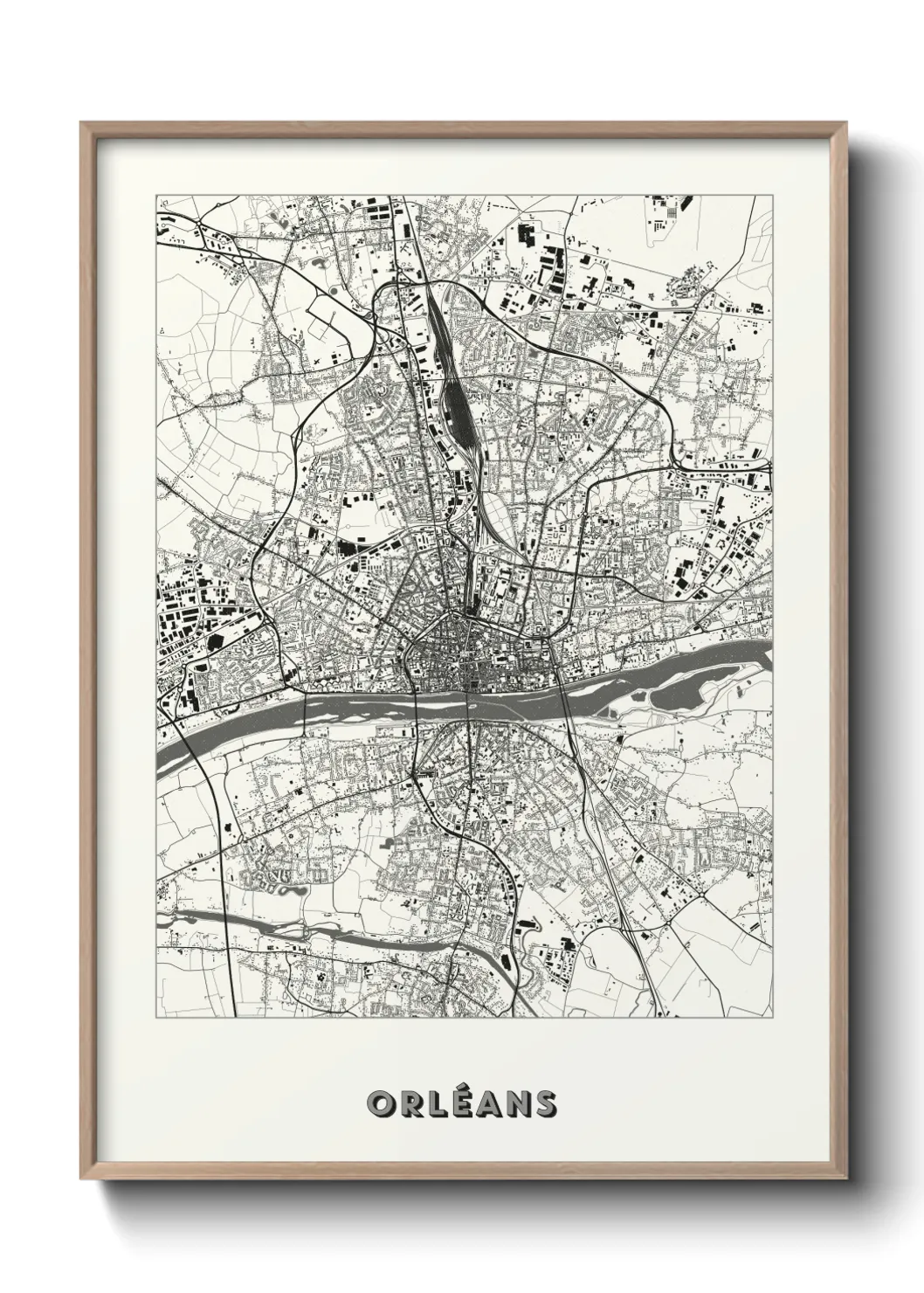 Une affiche de carte sur Orléans