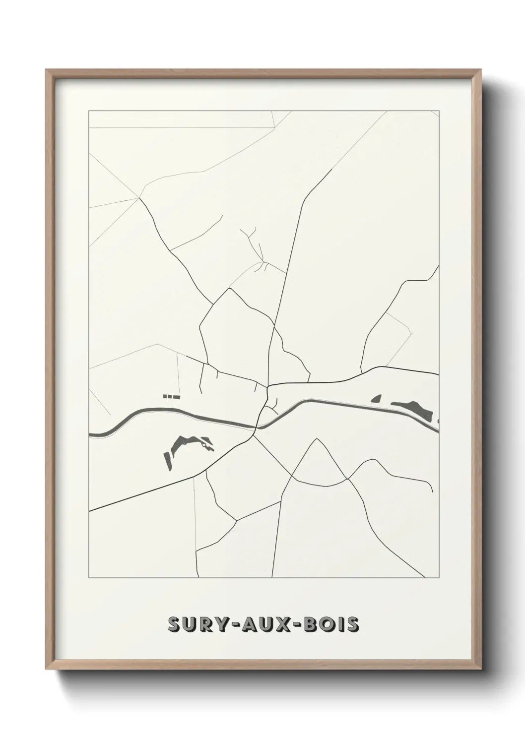 Une affiche de carte sur Sury-aux-Bois